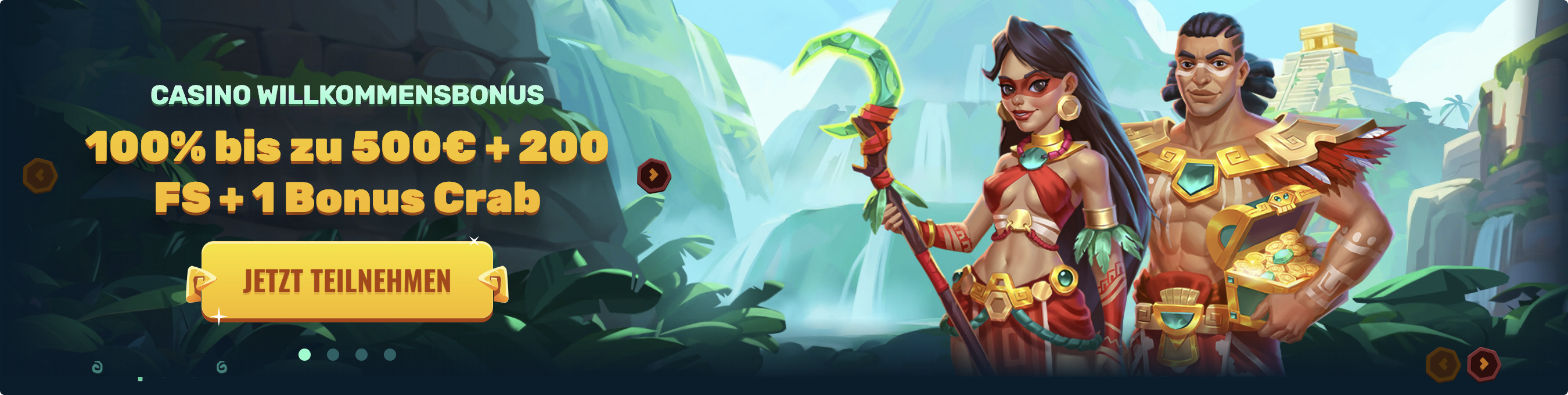 100% bis zu 500 € + 200 Freispiele + 1 Bonus Crab